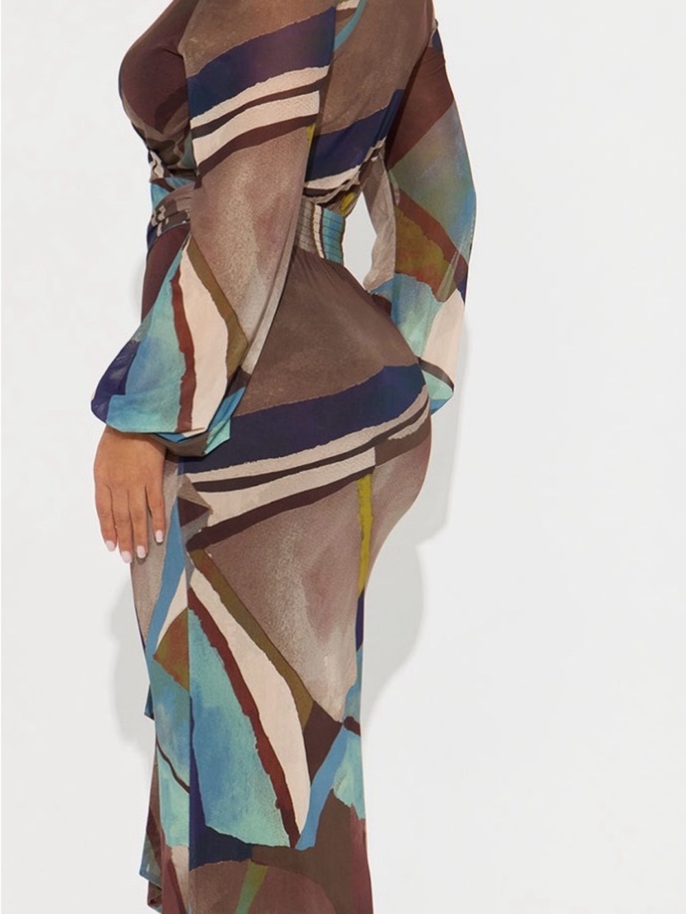 Fashion Nova Blue Combo Mesh Maxi Dress - Picture 3 of 4